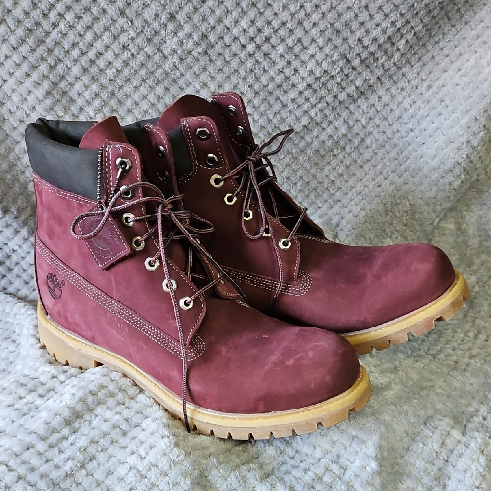 Timberland Men's Dark Red Leather Boots
